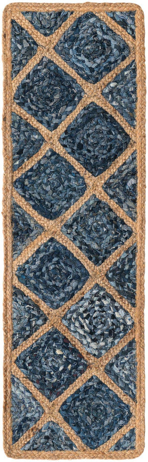 Blue 1' 2 x 4' 1 Braided Jute Table Runner