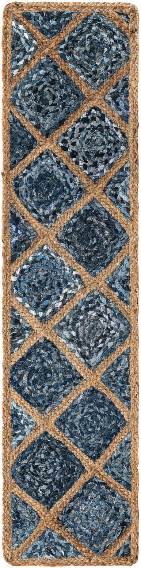 Blue 1' 2 x 5' 1 Braided Jute Table Runner