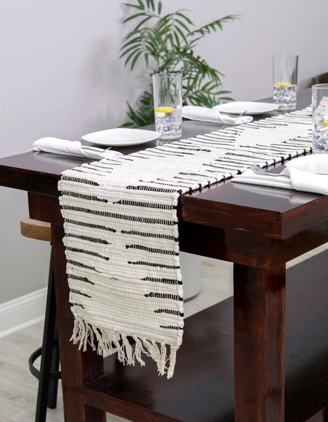 White 1' 2 x 4' 1 Chindi Cotton Table Runner