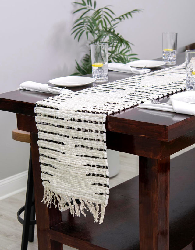 White 1' 2 x 4' 1 Chindi Cotton Table Runner