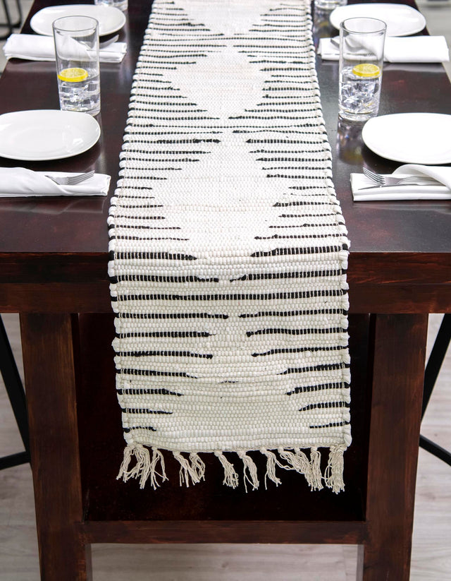 White 1' 2 x 4' 1 Chindi Cotton Table Runner