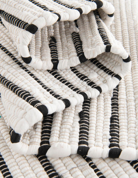 White 1' 2 x 6' 1 Chindi Cotton Table Runner