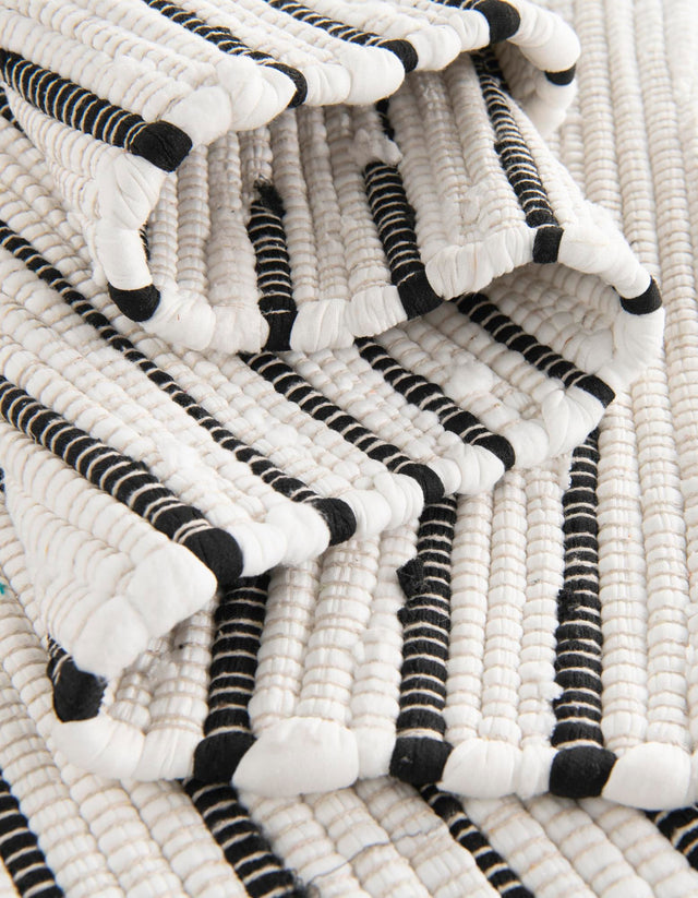 White 1' 2 x 6' 1 Chindi Cotton Table Runner