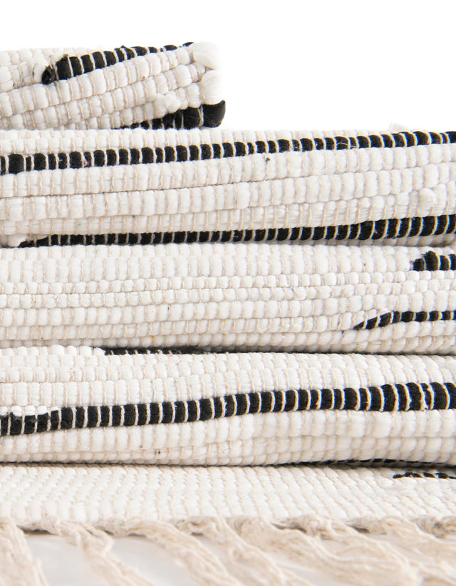 White 1' 2 x 6' 1 Chindi Cotton Table Runner