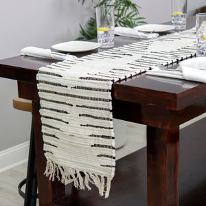 White 1' 2 x 6' 1 Chindi Cotton Table Runner