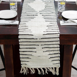 White 1' 2 x 6' 1 Chindi Cotton Table Runner