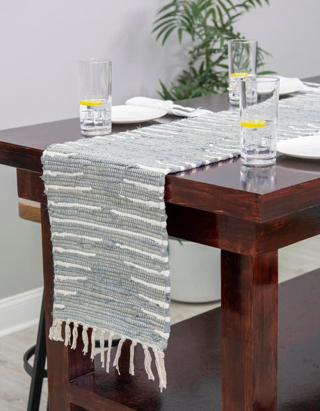 Light Gray 1' 2 x 4' 1 Chindi Cotton Table Runner