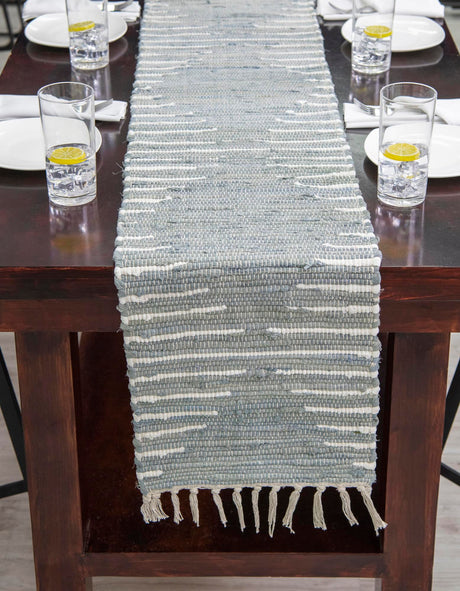 Light Gray 1' 2 x 8' Chindi Cotton Table Runner Area Rug Decorative Dining Room Kitchen All Natural Material Table Cover Interior Design Home Decor Carpet Mat for Sale at Rug Engine