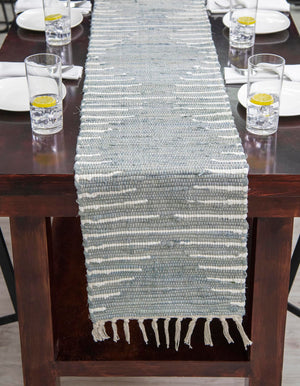 Light Gray 1' 2 x 6' 1 Chindi Cotton Table Runner