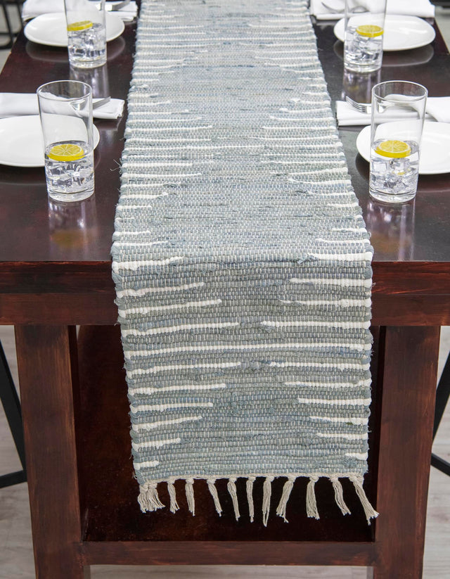 Light Gray 1' 2 x 6' 1 Chindi Cotton Table Runner