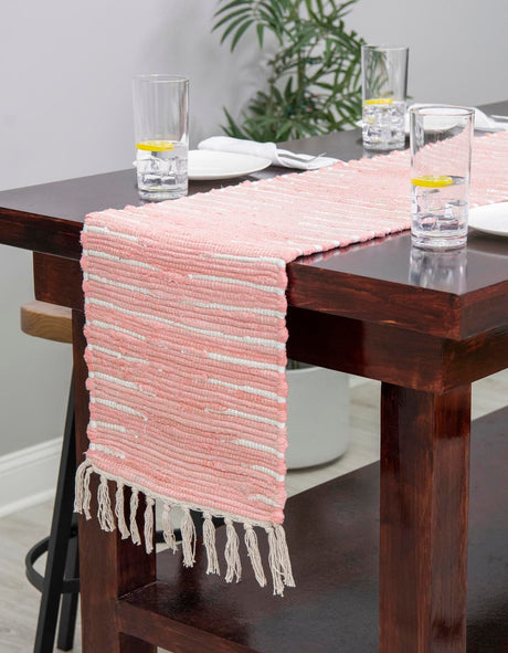 Rose 1' 2 x 4' 1 Chindi Cotton Table Runner