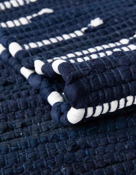 Navy Blue 1' 2 x 4' 1 Chindi Cotton Table Runner Area Rug Decorative Dining Room Kitchen All Natural Material Table Cover Interior Design Home Decor Carpet Mat for Sale at Rug Engine