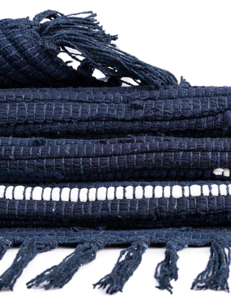 Navy Blue 1' 2 x 10' Chindi Cotton Table Runner Area Rug Decorative Dining Room Kitchen All Natural Material Table Cover Interior Design Home Decor Carpet Mat for Sale at Rug Engine