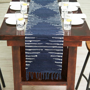 Navy Blue 1' 2 x 10' Chindi Cotton Table Runner