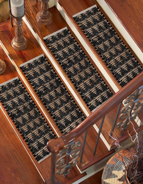 13 Pcs Black 1' x 2' 6 Chindi Jute Stair Treads