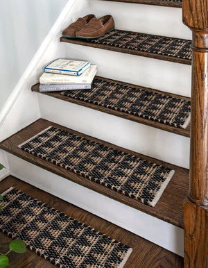 13 Pcs Black 1' x 2' 6 Chindi Jute Stair Treads