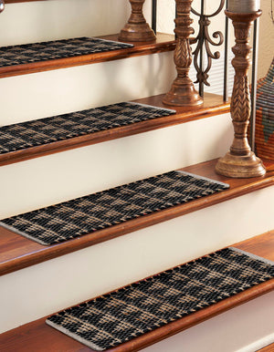 13 Pcs Black 1' x 2' 6 Chindi Jute Stair Treads
