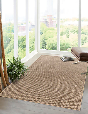 Natural and Brown 9' 2 x 12' Dunes Rectangle Area Rug 100% Polypropylene With Cotton Backing Carpet for Living, Dining, Office, Dorms, Bedrooms for Sale at Rug Engine