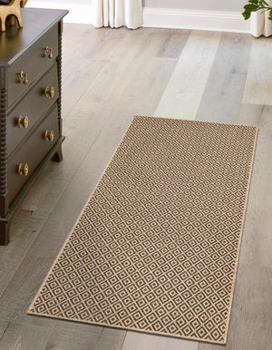 Natural and Brown 2' 9 x 12' Dunes Runner Area Rug 100% Polypropylene With Cotton Backing Carpet for Living, Dining, Office, Dorms, Bedrooms for Sale at Rug Engine