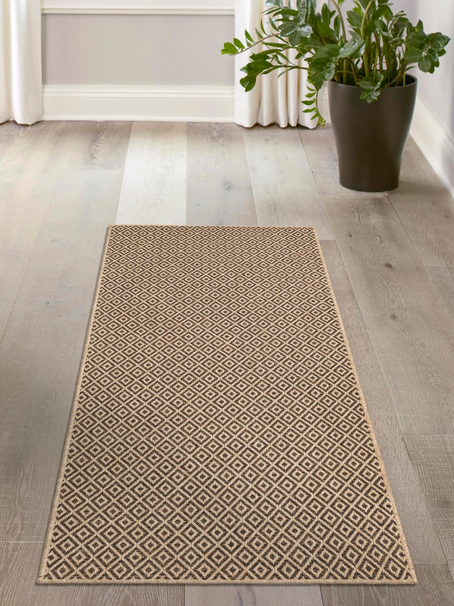 Natural and Brown 2' 9 x 8' Dunes Runner Area Rug 100% Polypropylene With Cotton Backing Carpet for Living, Dining, Office, Dorms, Bedrooms for Sale at Rug Engine