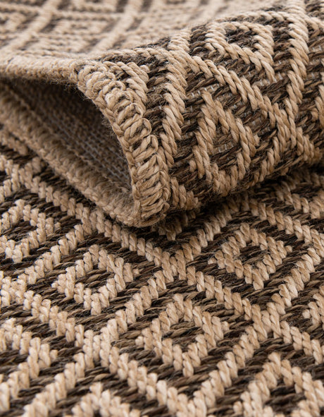 Natural and Brown 2' 9 x 8' Dunes Runner Area Rug 100% Polypropylene With Cotton Backing Carpet for Living, Dining, Office, Dorms, Bedrooms for Sale at Rug Engine