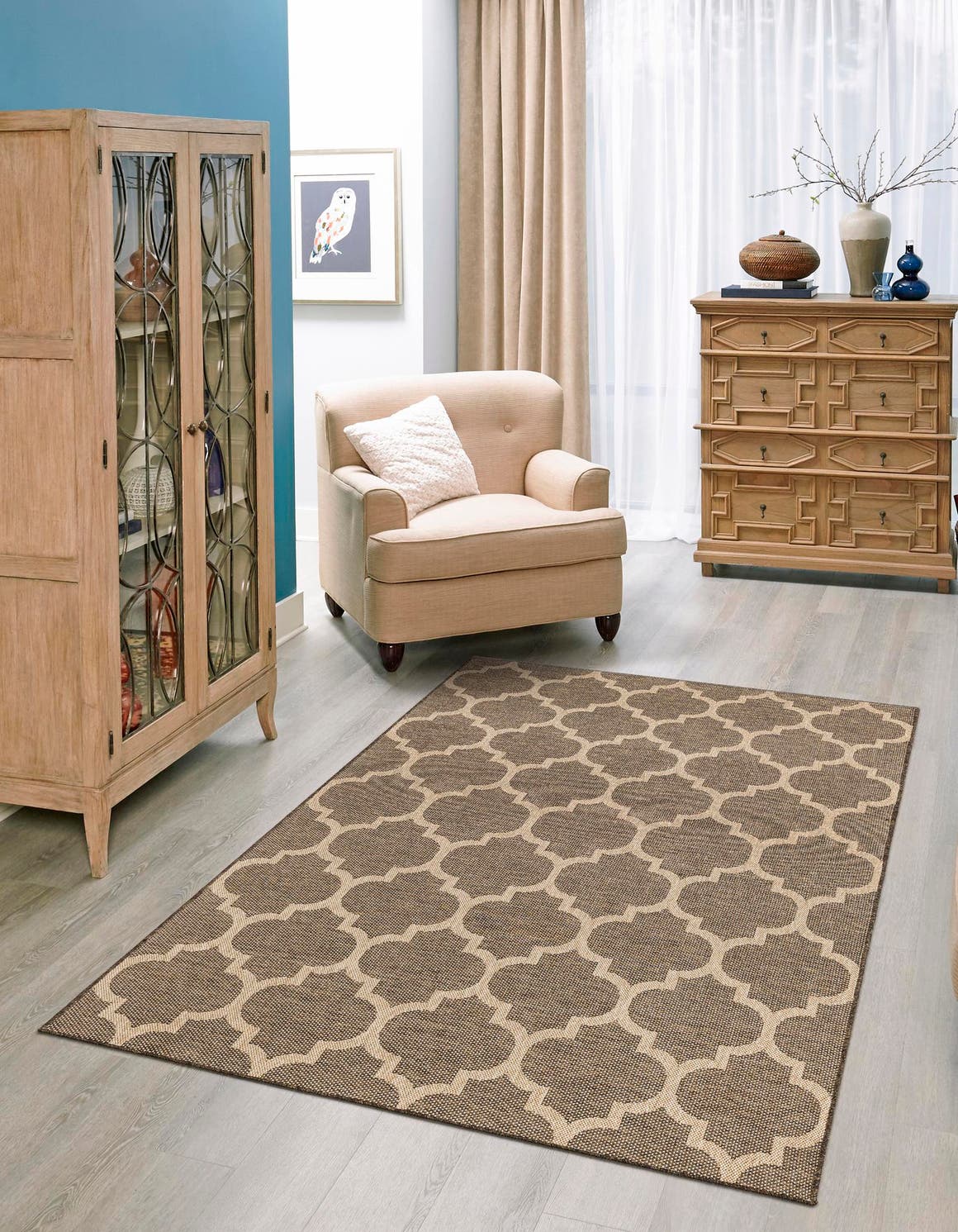 Brown 4' 1 x 6' 1 Dunes Rectangle Area Rug 100% Polypropylene With Cotton Backing Carpet for Living, Dining, Office, Dorms, Bedrooms for Sale at Rug Engine