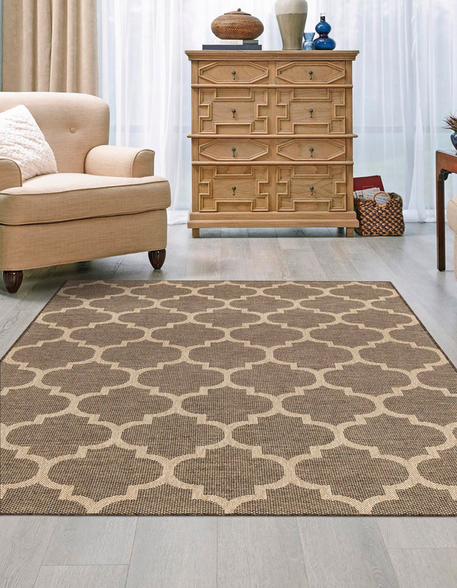 Brown 4' 1 x 6' 1 Dunes Rectangle Area Rug 100% Polypropylene With Cotton Backing Carpet for Living, Dining, Office, Dorms, Bedrooms for Sale at Rug Engine