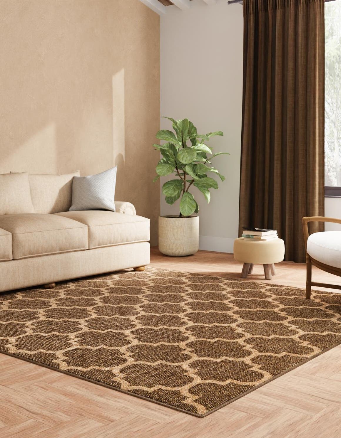 Brown 12' x 12' Dunes Square Area Rug 100% Polypropylene With Cotton Backing Carpet for Living, Dining, Office, Dorms, Bedrooms for Sale at Rug Engine