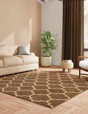 Brown 12' x 12' Dunes Square Area Rug 100% Polypropylene With Cotton Backing Carpet for Living, Dining, Office, Dorms, Bedrooms for Sale at Rug Engine