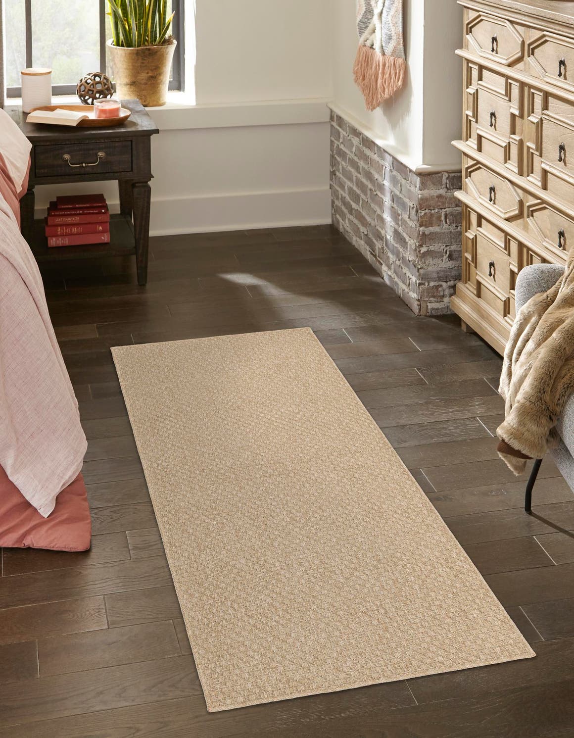 Natural 2' 7 x 12' Dunes Runner Area Rug 100% Polypropylene With Cotton Backing Carpet for Living, Dining, Office, Dorms, Bedrooms for Sale at Rug Engine