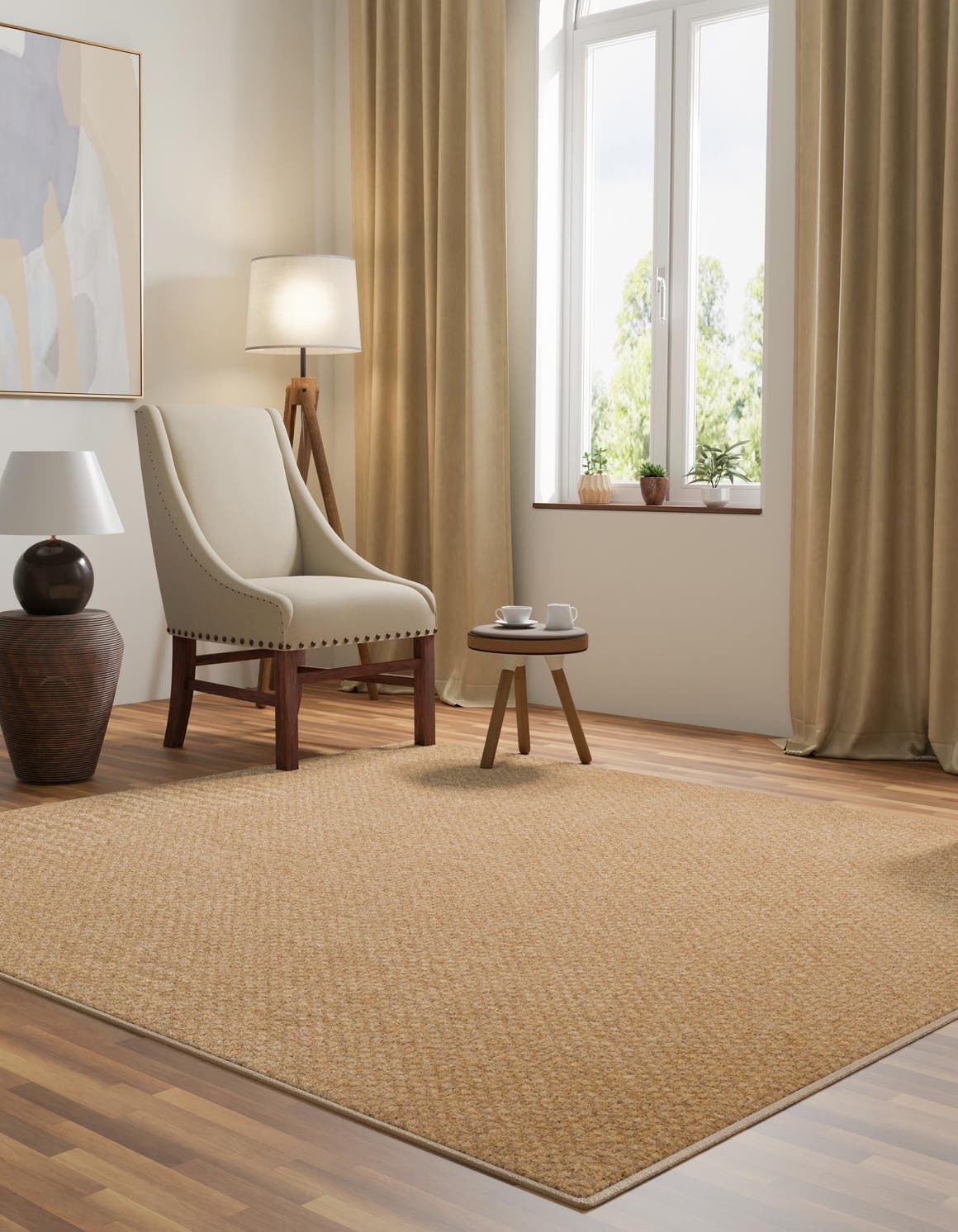 Natural 10' x 10' Dunes Square Area Rug 100% Polypropylene With Cotton Backing Carpet for Living, Dining, Office, Dorms, Bedrooms for Sale at Rug Engine