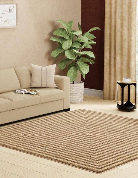 Natural and Brown 8' x 8' Dunes Square Area Rug 100% Polypropylene With Cotton Backing Carpet for Living, Dining, Office, Dorms, Bedrooms for Sale at Rug Engine