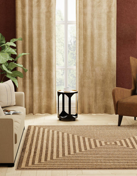 Natural and Brown 8' x 8' Dunes Square Area Rug 100% Polypropylene With Cotton Backing Carpet for Living, Dining, Office, Dorms, Bedrooms for Sale at Rug Engine