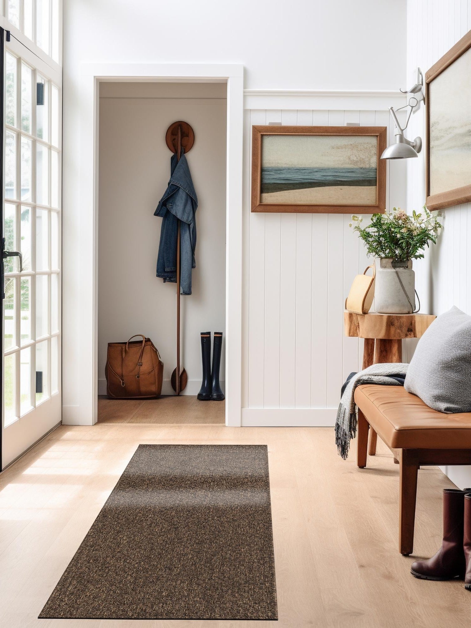 Brown 2' 9 x 12' Dunes Runner Area Rug 100% Polypropylene With Cotton Backing Carpet for Living, Dining, Office, Dorms, Bedrooms for Sale at Rug Engine