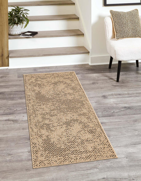 Natural 2' 7 x 12' Dunes Runner Area Rug 100% Polypropylene With Cotton Backing Carpet for Living, Dining, Office, Dorms, Bedrooms for Sale at Rug Engine