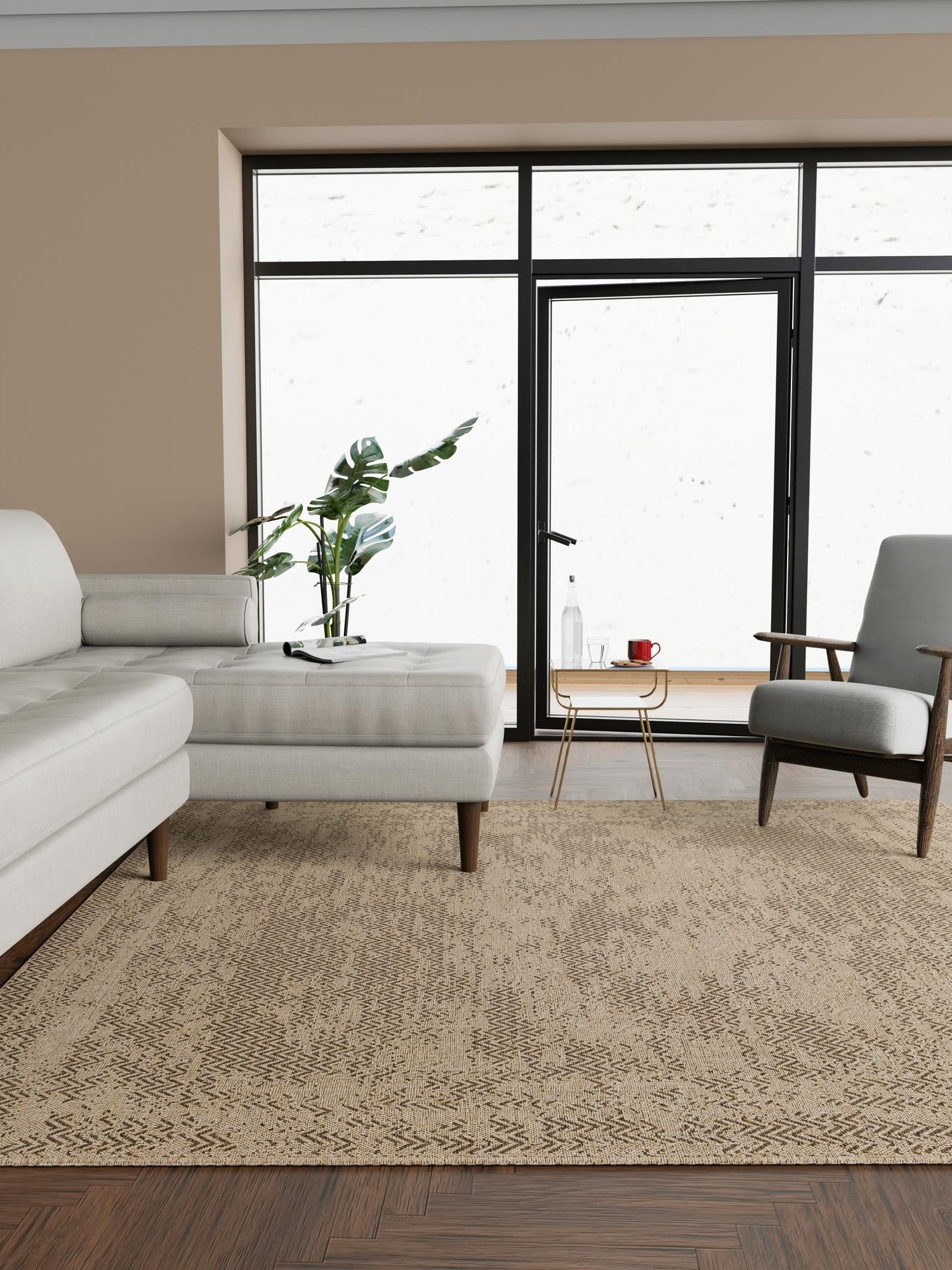 Natural 12' x 12' Dunes Square Area Rug 100% Polypropylene With Cotton Backing Carpet for Living, Dining, Office, Dorms, Bedrooms for Sale at Rug Engine