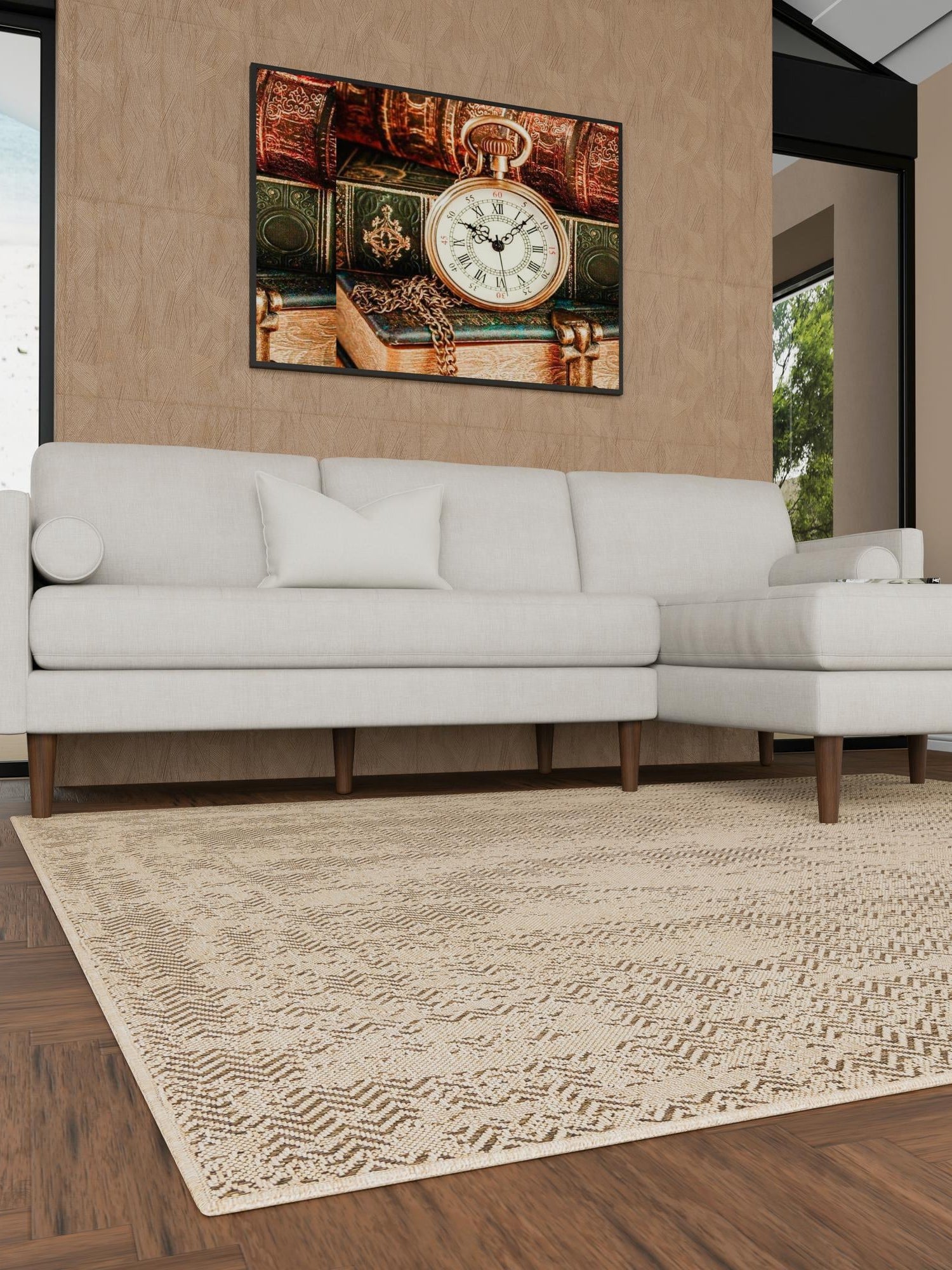 Natural 12' x 12' Dunes Square Area Rug 100% Polypropylene With Cotton Backing Carpet for Living, Dining, Office, Dorms, Bedrooms for Sale at Rug Engine