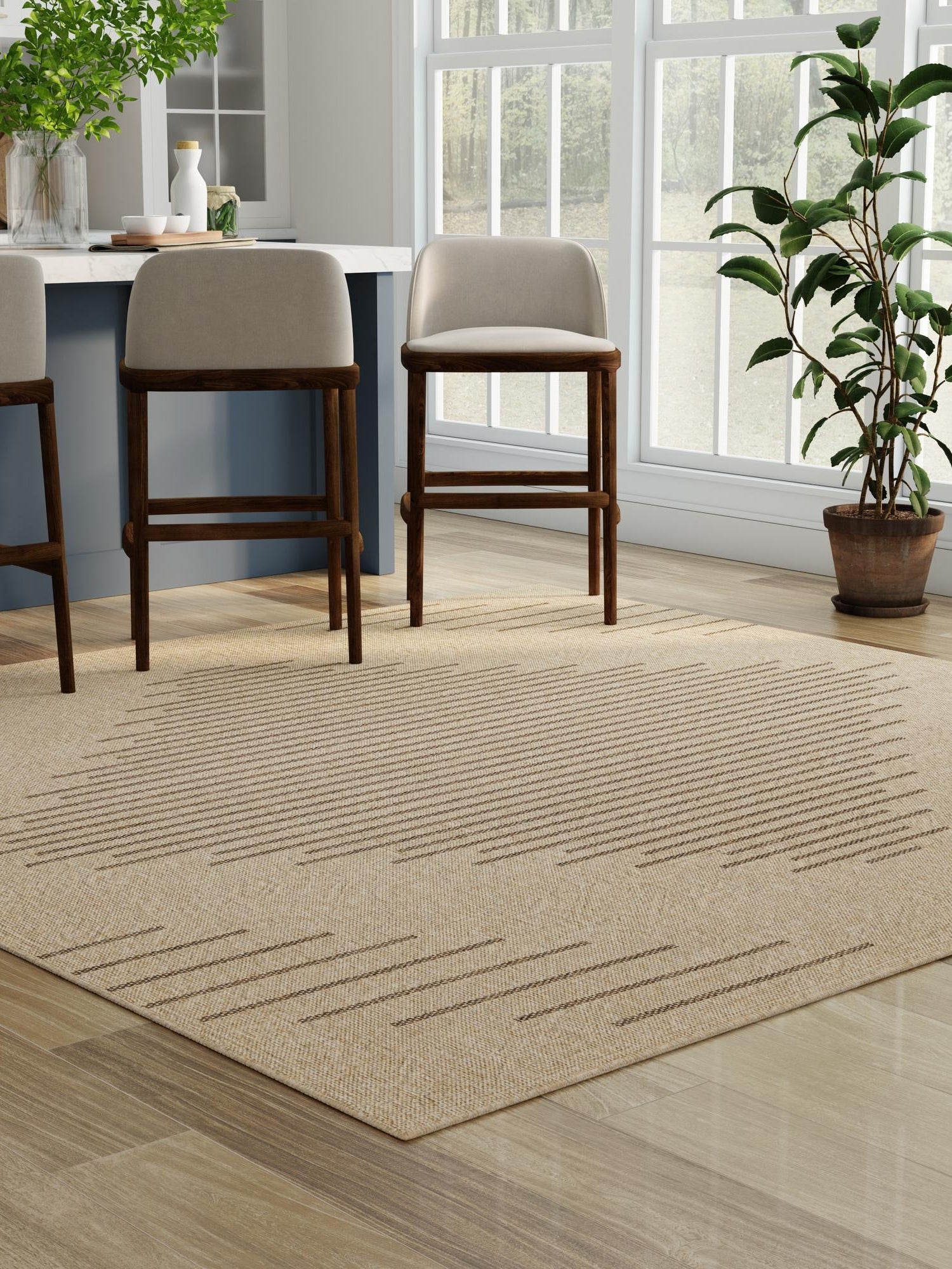 Natural 8' x 8' Dunes Square Area Rug 100% Polypropylene With Cotton Backing Carpet for Living, Dining, Office, Dorms, Bedrooms for Sale at Rug Engine
