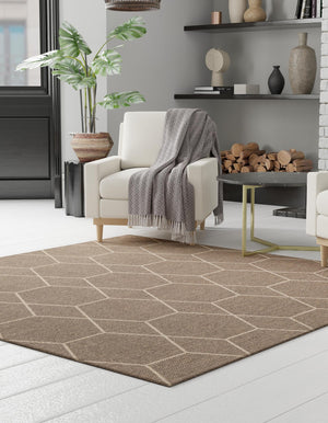 Brown 7' 10 x 7' 10 Dunes Square Area Rug 100% Polypropylene With Cotton Backing Carpet for Living, Dining, Office, Dorms, Bedrooms for Sale at Rug Engine