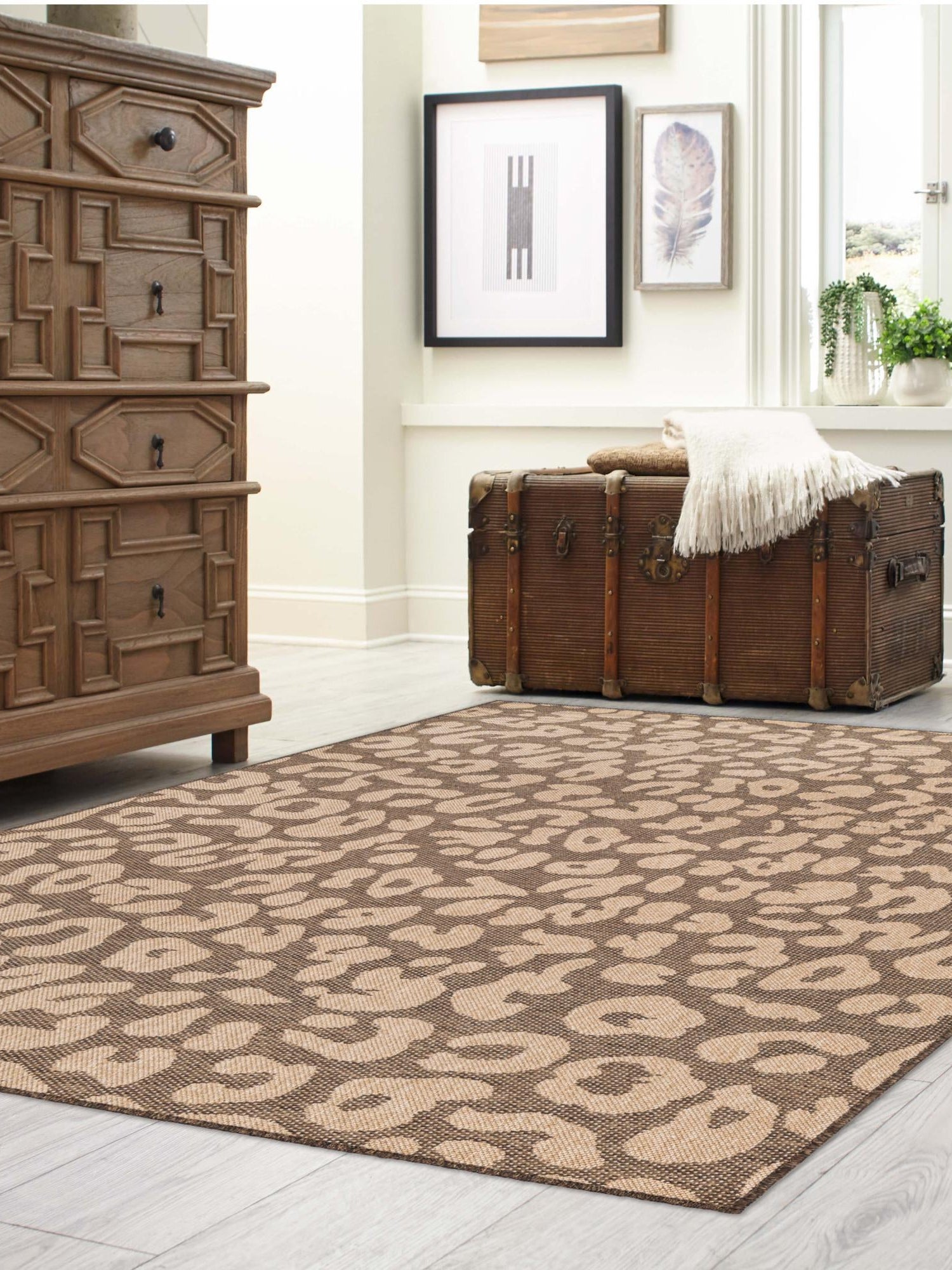 Brown 4' 1 x 6' 1 Dunes Rectangle Area Rug 100% Polypropylene With Cotton Backing Carpet for Living, Dining, Office, Dorms, Bedrooms for Sale at Rug Engine