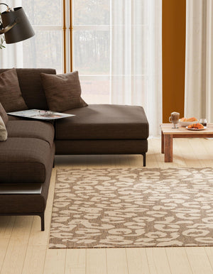 Brown 8' x 8' Dunes Square Area Rug 100% Polypropylene With Cotton Backing Carpet for Living, Dining, Office, Dorms, Bedrooms for Sale at Rug Engine