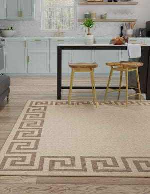 Natural 8' x 8' Dunes Square Area Rug 100% Polypropylene With Cotton Backing Carpet for Living, Dining, Office, Dorms, Bedrooms for Sale at Rug Engine