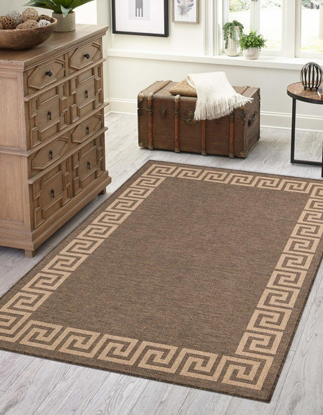 Brown 4' 3 x 6' 1 Dunes Rectangle Area Rug 100% Polypropylene With Cotton Backing Carpet for Living, Dining, Office, Dorms, Bedrooms for Sale at Rug Engine