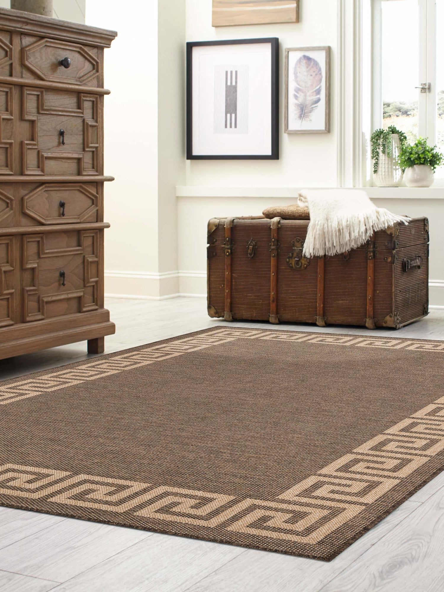 Brown 4' 3 x 6' 1 Dunes Rectangle Area Rug 100% Polypropylene With Cotton Backing Carpet for Living, Dining, Office, Dorms, Bedrooms for Sale at Rug Engine