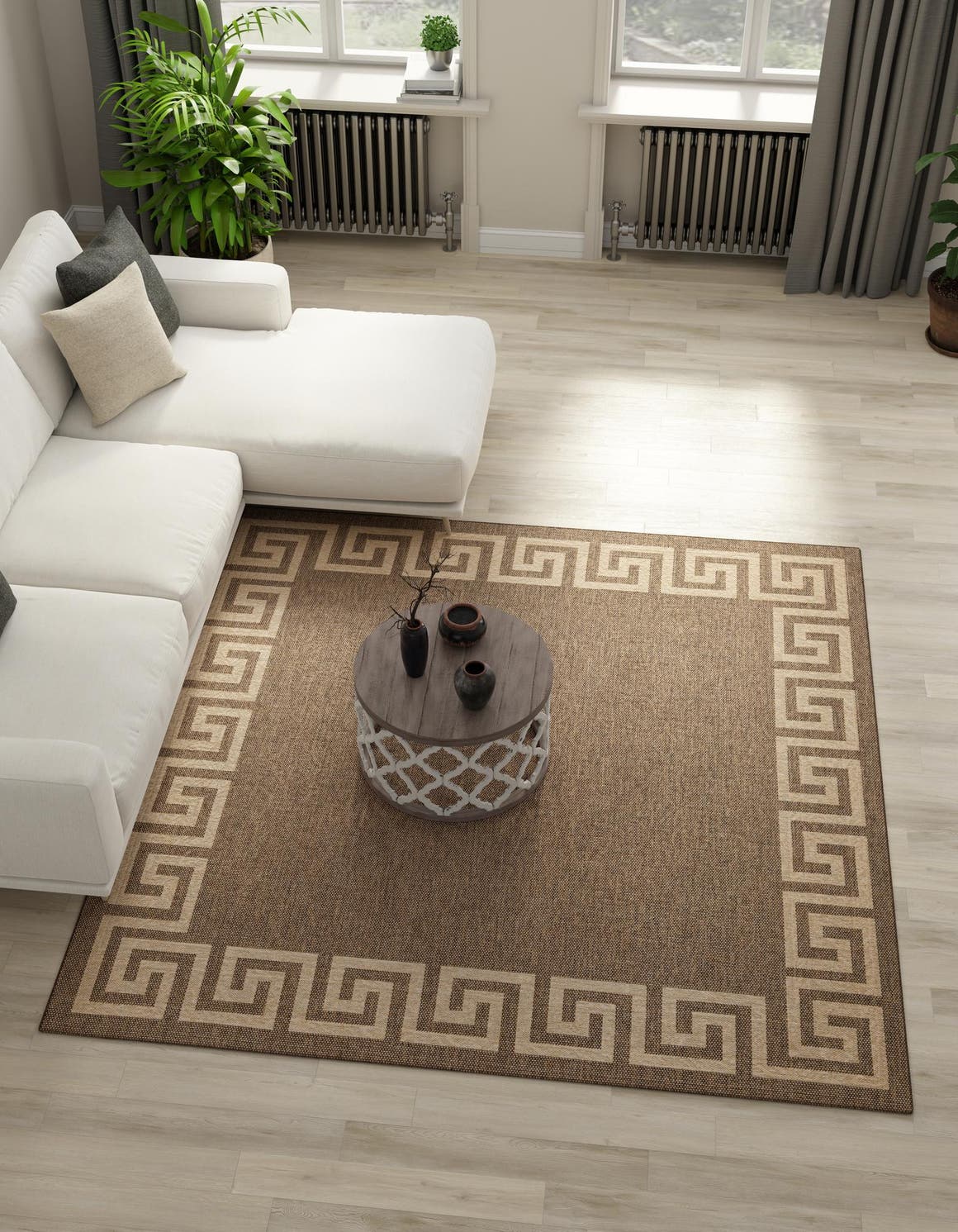 Brown 7' 10 x 7' 10 Dunes Square Area Rug 100% Polypropylene With Cotton Backing Carpet for Living, Dining, Office, Dorms, Bedrooms for Sale at Rug Engine