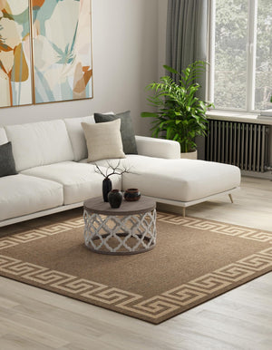 Brown 7' 10 x 7' 10 Dunes Square Area Rug 100% Polypropylene With Cotton Backing Carpet for Living, Dining, Office, Dorms, Bedrooms for Sale at Rug Engine
