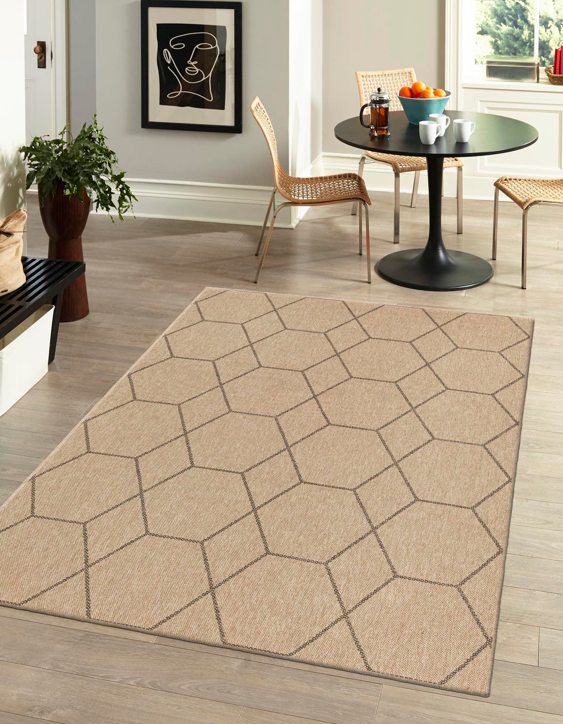 Natural 9' x 12' Dunes Rectangle Area Rug 100% Polypropylene With Cotton Backing Carpet for Living, Dining, Office, Dorms, Bedrooms for Sale at Rug Engine