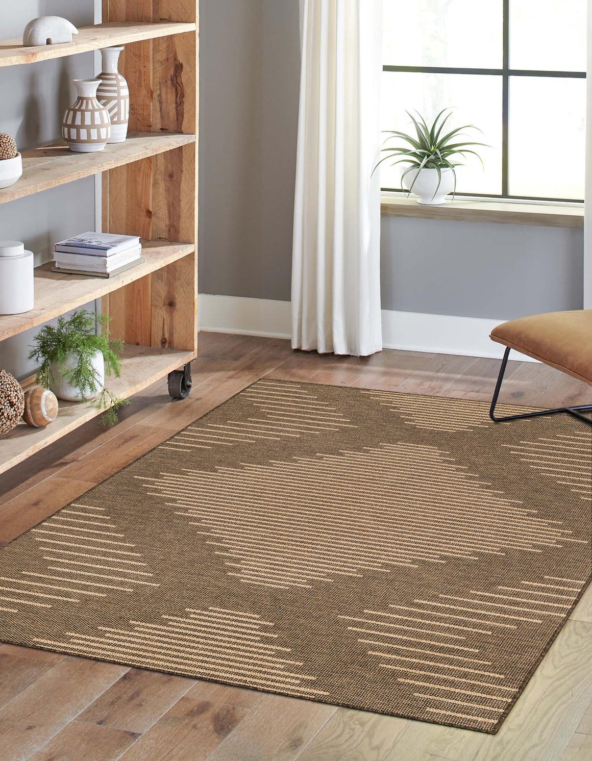 Brown 4' 1 x 6' 1 Dunes Rectangle Area Rug 100% Polypropylene With Cotton Backing Carpet for Living, Dining, Office, Dorms, Bedrooms for Sale at Rug Engine