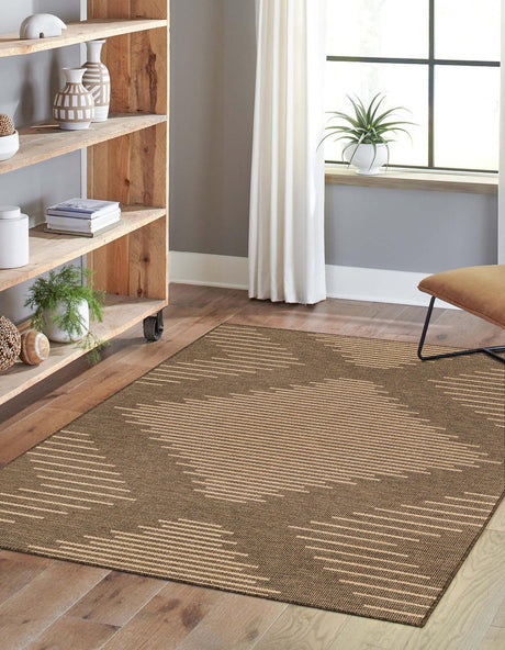 Brown 4' 1 x 6' 1 Dunes Rectangle Area Rug 100% Polypropylene With Cotton Backing Carpet for Living, Dining, Office, Dorms, Bedrooms for Sale at Rug Engine