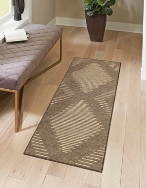 Brown 2' 9 x 12' Dunes Runner Area Rug 100% Polypropylene With Cotton Backing Carpet for Living, Dining, Office, Dorms, Bedrooms for Sale at Rug Engine